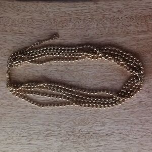 Anne Klein Vintage Goldtone 5 Strand Ball Chain Necklace Signed